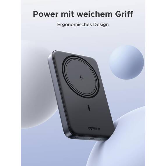 UGREEN Zapix Wireless Powerbank 10000mAh Magnetische Power Bank mit USB-C 20W, kabellose Externe powerbank MagSafe kompatibel mit iPhone 17 Pro Max/17 Pro/16/15 Pro Max/Pro/14/13/12(Schwarz)