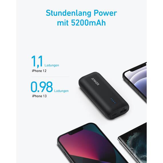 Anker 321 Powerbank (PowerCore 5K), 5200mAh externer Akku, Geeignet für iPhone Serien 12 und 13, Google Pixel, LG und mehr (Ohne Netzteil)