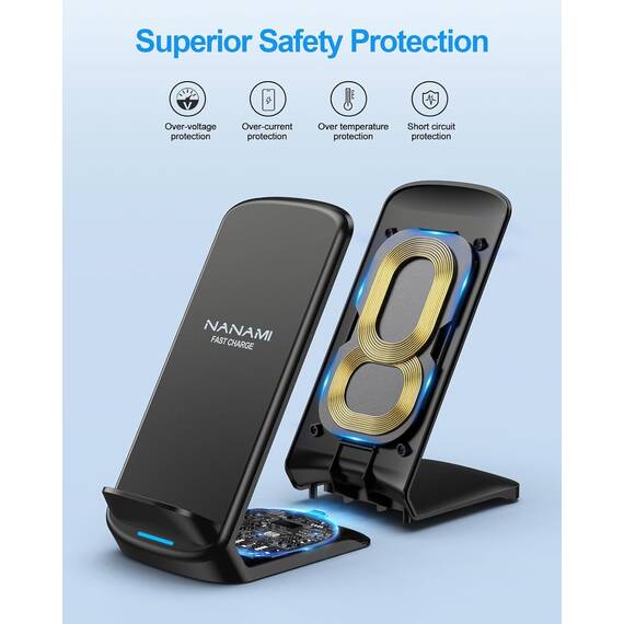 NANAMI Fast Wireless Charger,15W Induktive Ladestation mit 20W USB ladegerät für Samsung Galaxy S26/S25/S24/S23/S22/S21/S20/S10/S9,für iPhone 17/Air/16/15/14/13/12/11//X/XS/XR/8/8 Plus Google Pixel LG