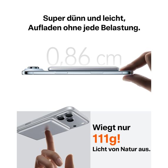 TORRAS MiniMag Ultra Slim Powerbank für Magsafe, 18W Schnellladen 5000mAh Magnetische Powerbank Klein, Wireless Externe Akkupack mit USB-C-Kabel für iPhone 17 Pro Max/Air/16/15/14/13/12, Silber Titan.