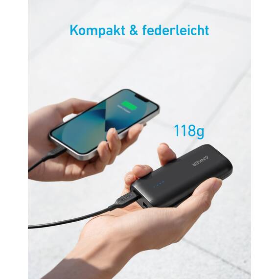 Anker 321 Powerbank (PowerCore 5K), 5200mAh externer Akku, Geeignet für iPhone Serien 12 und 13, Google Pixel, LG und mehr (Ohne Netzteil)