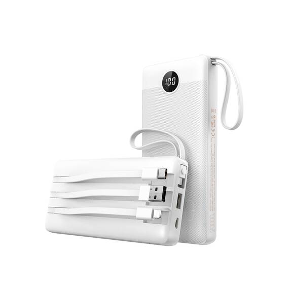 VEEKTOMX Powerbank 20000mAh Power Bank mit integrierten Kabeln USB C Externe Handyakkus mit 5 Ausgängen & 2 Eingängen Reise Gadgets Akkupack Kompatibel mit iPhone, Samsung