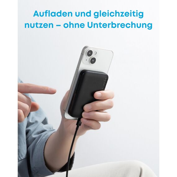 Anker 321 Magnetische Power Bank (PowerCore Magnetic 5K) Magnetic 5000mAh kabellose Powerbank, Kompatibel mit iPhone 17/16/15/14/13/12