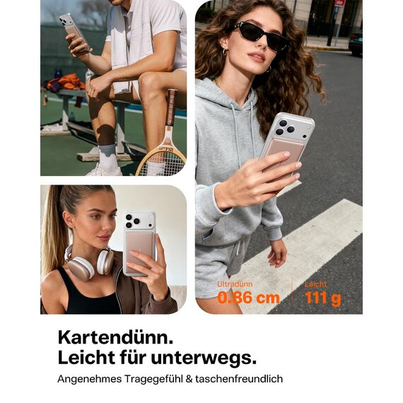 TORRAS MiniMag Ultra Slim Powerbank für Magsafe, 18W Schnellladen 5000mAh Magnetische Powerbank Slim, Wireless Externe Akkupack mit USB-C-Kabel für iPhone 17 Pro Max/Air/16/15/14/13/12, Wüsten Titan.