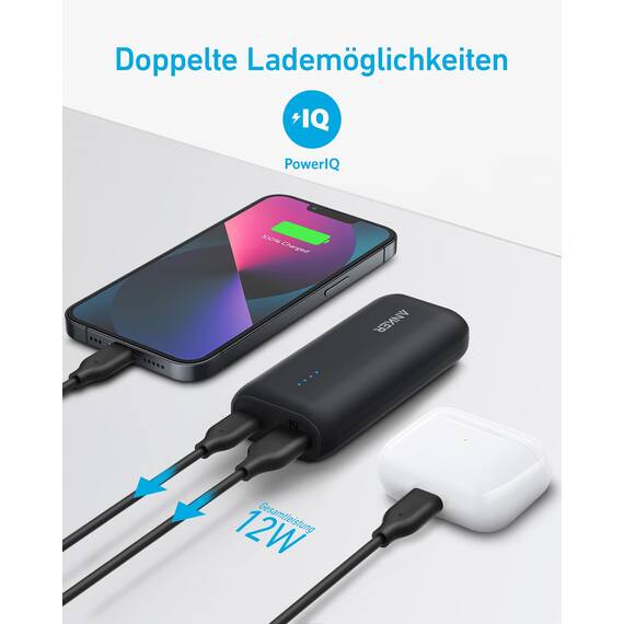 Anker 321 Powerbank (PowerCore 5K), 5200mAh externer Akku, Geeignet für iPhone Serien 12 und 13, Google Pixel, LG und mehr (Ohne Netzteil)