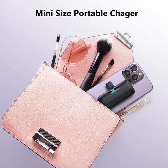 Feob Power Bank USB C 5000mAh, 15W PD 3.0A Schnelles Aufladen Powerbank Schlank LCD Display Extrener Akku Pack Kompatibel mit iPhone 15/15Pro/15 Plus Samsung S23,S22/Note/Huawei/LG,USB-C-Telefone usw
