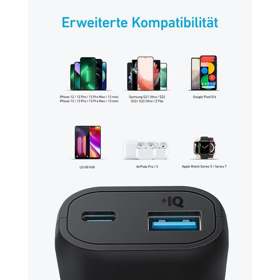 Anker 321 Powerbank (PowerCore 5K), 5200mAh externer Akku, Geeignet für iPhone Serien 12 und 13, Google Pixel, LG und mehr (Ohne Netzteil)