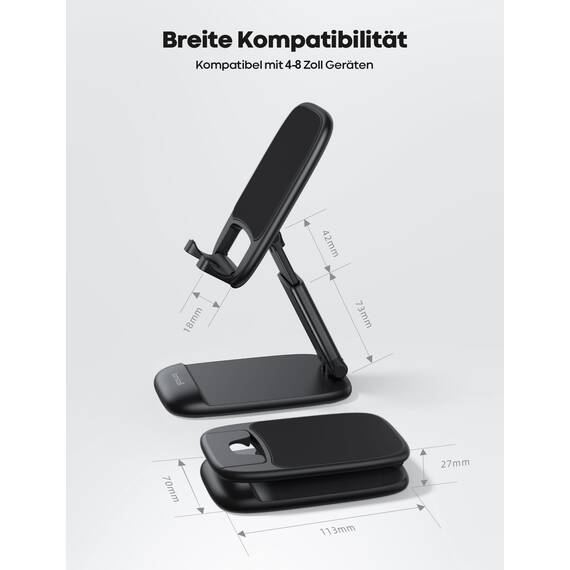 Lamicall Handy Ständer Verstellbare, Handy Halterung - Faltbarer Handyhalterung, Halter für iPhone 17 16 15 14 Pro Max Plus Air, 13 12 Pro Max Mini, 11 Pro, Xs Max, X, SE, Samsung S24 S23, Smartphone