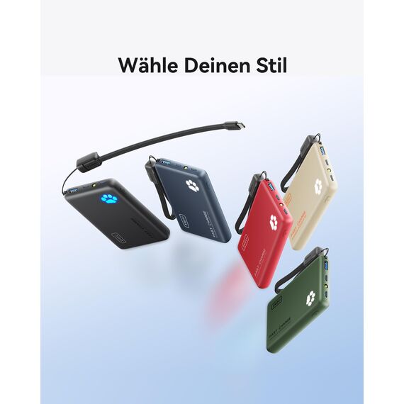 INIU Power Bank, 45W 10000mAh Powerbank Leichteste und Klein Aber Stark (USB C In & Out), PD3.0 Externe Handyakkus with Flashlight, Kompatibel mit iPhone 17 16 15 Pro Max Mini Samsung S24 S23, Blau