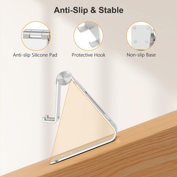 Gritin Handy Ständer, Multi-Winkel Halterung Verstellbare Handyhalterung, Universal Faltbarer Tisch Halter für iPhone 15,15 Pro Max, 14 Pro, 13, 12, 11, XR, X, XS, Mate, Galaxy