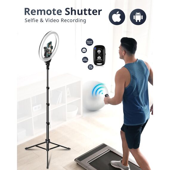 UBeesize Ringlicht mit Stativ, 12 Zoll Selfie Ringlicht mit 62 Zoll Stativ Ständer für Videoaufnahmen und Live Stream Berühren Kompatibel Handys, Kameras und Webcams