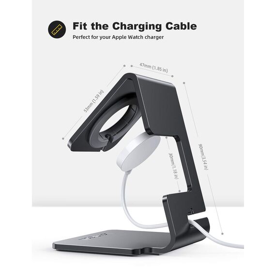 Lamicall Ladestation für Apple Watch, Charging Dock Station - Halterung Ständer für Apple Watch Series 11,10, 9, 8, SE3, Ultra 3, iWatch Series 7/6/5, 49mm / 46mm / 44mm / 42mm / 40mm / 38mm - Schwarz