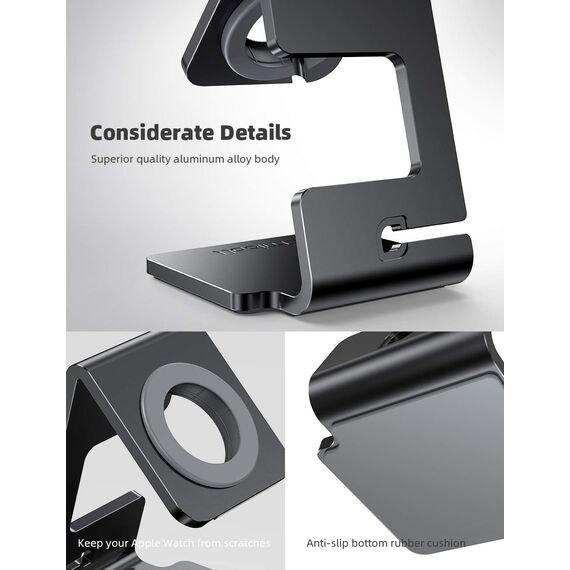 Lamicall Ladestation für Apple Watch, Charging Dock Station - Halterung Ständer für Apple Watch Series 11,10, 9, 8, SE3, Ultra 3, iWatch Series 7/6/5, 49mm / 46mm / 44mm / 42mm / 40mm / 38mm - Schwarz