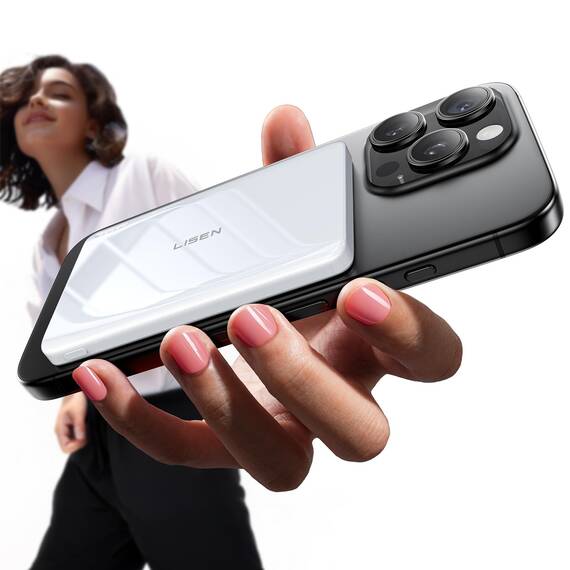 LISEN Powerbank MagSafe Slim für iPhone 17 Pro, Reise Gadgets Flugzeug 106G Ultraleicht Wireless & 22.5W USB-C Schnellladung, Papa Mama Geschenk Akkuhüllen Zubehör für iPhone 16 Pro Max 15 Alpenschnee