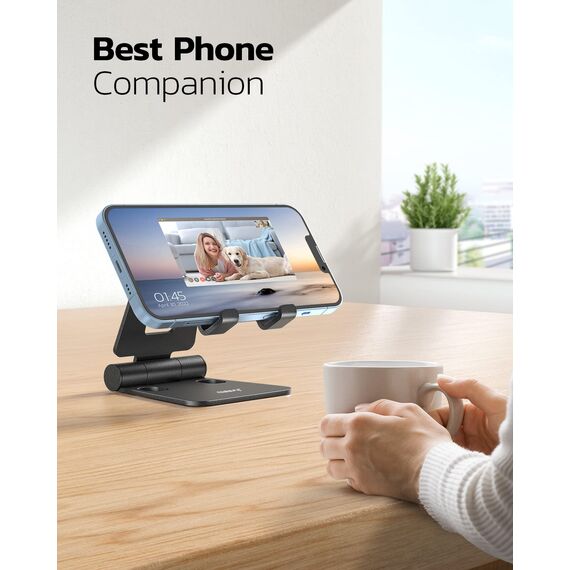NULAXY 2 Stück Dual Faltbarer Handy Ständer Verstellbar Handy Halterung Halter für Schreibtisch Kompatibel mit iPhone 16 15 14 13 12 11 Pro Xs Xs Max Xr X 8, Huawei, Galaxy, alle Handys, Schwarz & Rot