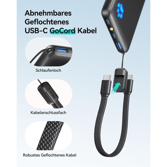 INIU Power Bank, 45W 10000mAh Powerbank Leichteste und Klein Aber Stark (USB C In & Out), PD3.0 Externe Handyakkus with Flashlight, Kompatibel mit iPhone 17 16 15 Pro Max Mini Samsung S24 S23, Blau