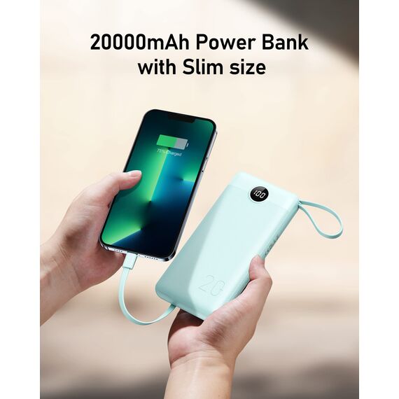 VEEKTOMX Powerbank 20000mAh Power Bank mit integrierten Kabeln USB C Externe Handyakkus mit 5 Ausgängen & 2 Eingängen Reise Gadgets Akkupack Kompatibel mit iPhone, Samsung