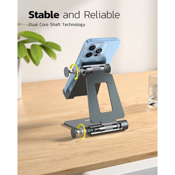 Nulaxy Verstellbar Handy Ständer Tisch, Faltbarer Handy Halterung Aluminium Phone Halter für Schreibtisch Kompatibel mit iPhone 16 15 14 13 12 11 Pro Xs Xr X 8, Huawei, Samsung, alle Handys