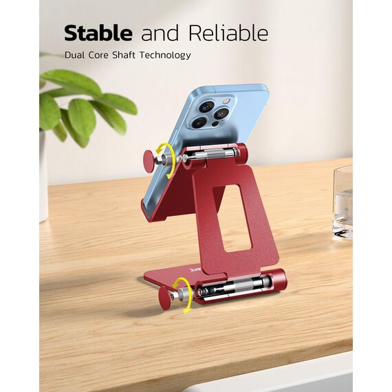 Nulaxy Verstellbar Handy Ständer Tisch, Faltbarer Handy Halterung Einstellbar Handyhalter für Schreibtisch Kompatibel mit iPhone 16 15 14 13 12 11 Pro Xs Xr X 8, Huawei, Galaxy, alle Smartphones -Rot