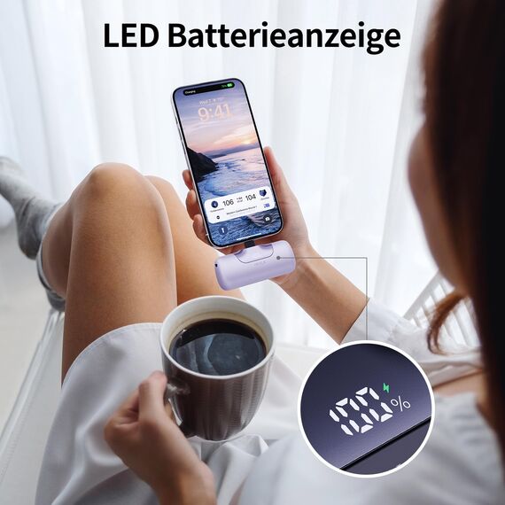 iWALK Powerbank 5500mAh Mini USB C Power Bank 22.5W Fast Charging Powerbank Klein Leicht Kompakte Externe Handyakkus für iPhone 17/16/15 17 Pro Max iPad, Samsung Galaxy S24/S25, Android Handy