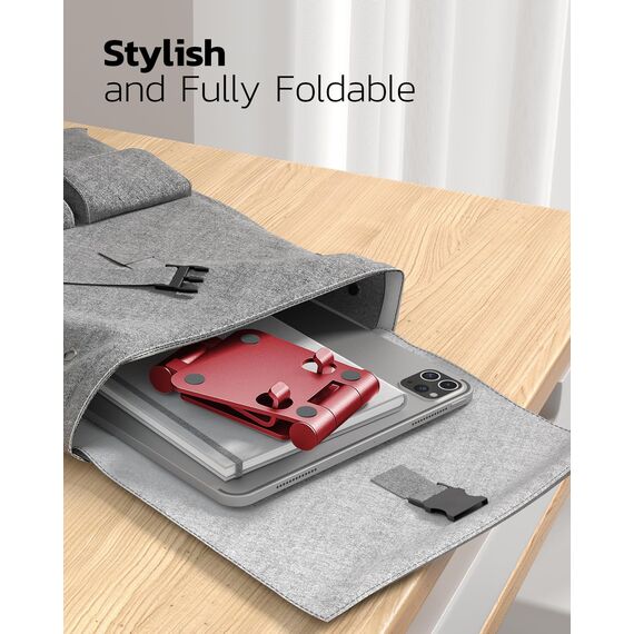 Nulaxy Verstellbar Handy Ständer Tisch, Faltbarer Handy Halterung Einstellbar Handyhalter für Schreibtisch Kompatibel mit iPhone 16 15 14 13 12 11 Pro Xs Xr X 8, Huawei, Galaxy, alle Smartphones -Rot