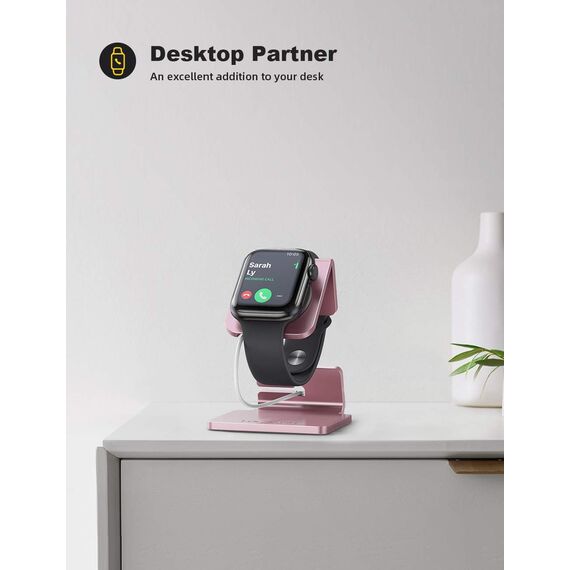 Lamicall Ladestation für Apple Watch, Charging Dock Station - Halterung Ständer für Apple Watch Series 11,10, 9, 8, SE3, Ultra 3, iWatch Series 7/6/5, 49mm / 44mm / 42mm / 40mm / 38mm - Rose Gold