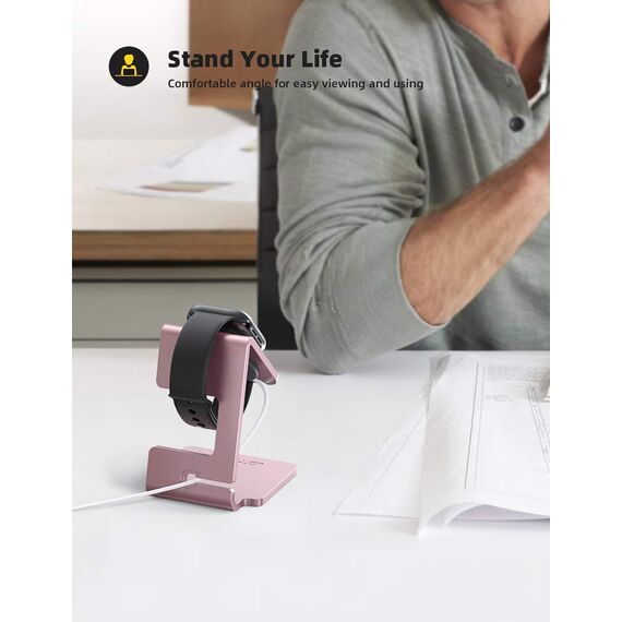 Lamicall Ladestation für Apple Watch, Charging Dock Station - Halterung Ständer für Apple Watch Series 11,10, 9, 8, SE3, Ultra 3, iWatch Series 7/6/5, 49mm / 44mm / 42mm / 40mm / 38mm - Rose Gold