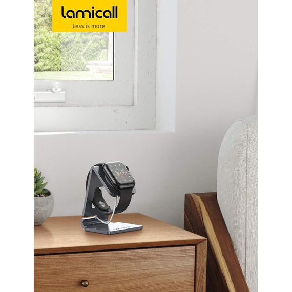 Lamicall Ladestation für Apple Watch, Charging Dock Station - Halterung Ständer für Apple Watch Series 11,10, 9, 8, SE3, Ultra 3, iWatch Series 7/6/5, 49mm / 46mm / 44mm / 42mm / 40mm / 38mm - Grau