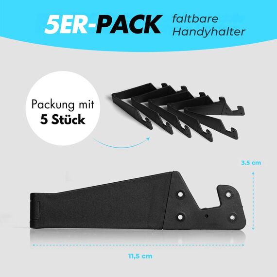 Kronwahl 5 STÜCK universale Handy Ständer, Faltbare Flexible Handyhalterung für Smartphones, Tablet Halterung, idealer Handyhalter Tisch, Schreibtisch, Zuhause, Büro & unterwegs