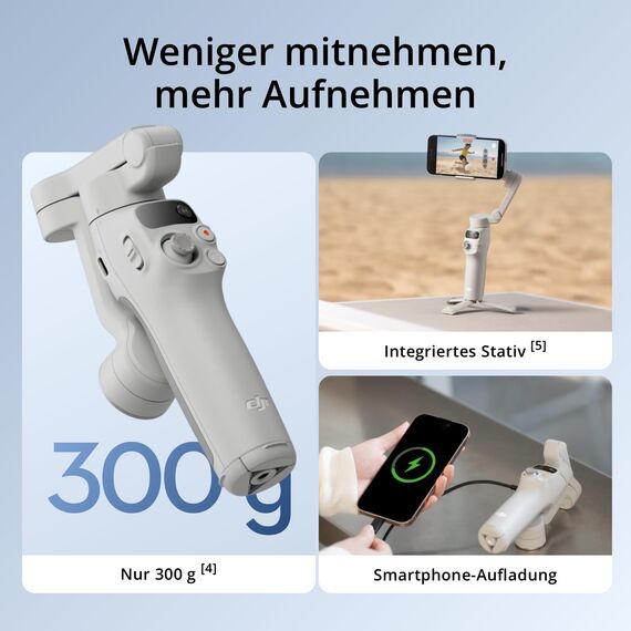 DJI Osmo Mobile 7 + Magnetische Schnellverschluss-Halterung (für iPhone), Gimbal-Stabilisator für iPhone, integriertes Stativ, Ultraleicht, 3-Achsen-Smartphone-Gimbal, ActiveTrack 7.0