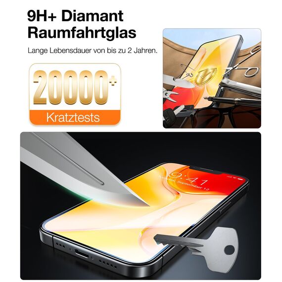 TORRAS für iPhone 13/13 Pro Glas, iPhone 14 Schutzglas [Unzerbrechlich TOP 9H Schutz] Militärniveau aus DE Dauerhaft Schutzfolie für iPhone 13/13 Pro, iPhone 14 für Panzerglas [Full Screen] 2 Stück