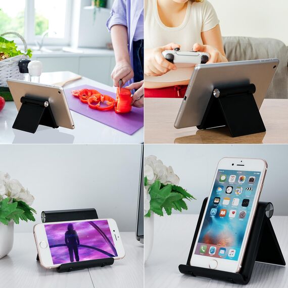 Kronwahl 2 STÜCK Premium Handyhalterung, klappbarer Verstellbarer Handy Ständer für Tisch, Schreibtisch, komfortabler Handyhalter, kompatibel mit iPhone, Samsung, Xiaomi, Huawei usw.