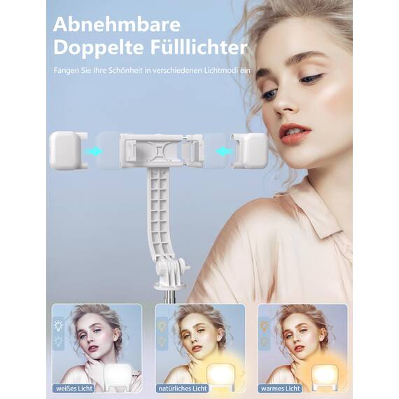 Selfie Stick mit Bluetooth Fernbedienung, Erweiterbarer Extra Lang Reisen Stativ für Smartphone, 360° Drehbare Handystativhalter Kompatibel mit Smartphones, Action-Kamera