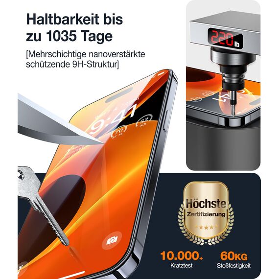 TORRAS für iPhone 14 Pro für panzerglas Unzerstörbares bruchsicheres Schutzfolie Folie Schutzglas Dauerhaft 9H Glas [0 Staub, 0 Blasen], Kompatibel mit Hülle 2 Stück