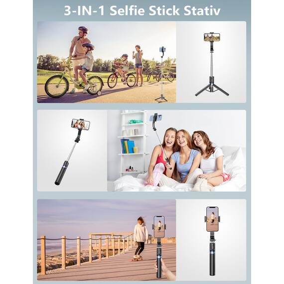 Selfiestick mit Stativ und Fernbedienung, 2 Fülllicht Handy Stativ für Smartphones, Handystativhalter Kompatibel mit iPhone, Android für Selfie, Video, Live-Streaming