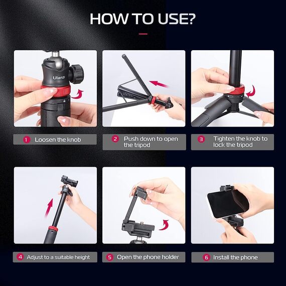 ULANZI MT-44 Handy Kamera Stativ 147cm 2in1 Selfie Stick Fernbedienung, 360° Kugelkopf, Cold Shoe Handyhalterung, 1/4" Gewinde Kompakt Reisestativ Dreibein Tripod für DSLR-Kameras Canon Samsung iPhone