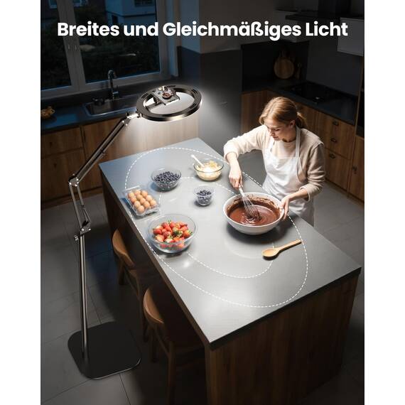 Evershop 10” LED Ringlicht mit Overhead Stativ, 70,8” Flexibler Höhe & 360° Lichtring, Handy Stativ mit Fernbedienung, CRI>95, Blitzgeräte für Tiktok & YouTube, Ringleuchte für Content-Erstellung