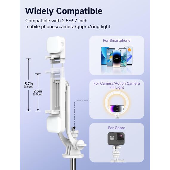 Selfie Stick Stativ mit 2 Fülllicht, 135 cm Erweiterbar SelfieStick mit Abnehmbarer Fernbedienung 360° Drehbarer Tragbar Handyhalterung Stabil Selfie Stange Handy Stativ Kompatibel mit iPhone/Android