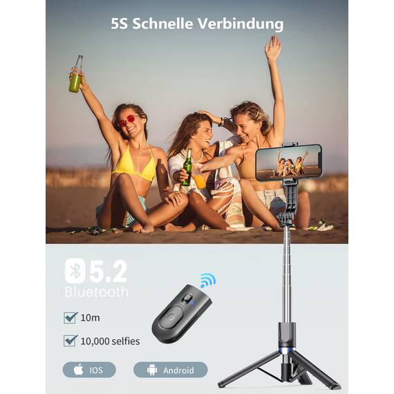 Selfiestick mit Stativ und Fernbedienung, 2 Fülllicht Handy Stativ für Smartphones, Handystativhalter Kompatibel mit iPhone, Android für Selfie, Video, Live-Streaming
