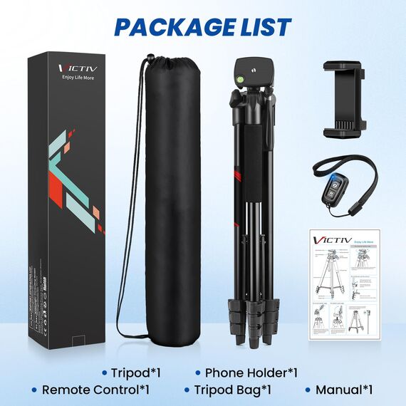 Victiv 162cm Upgrade Handy Stativ, Erweiterbarer Aluminium Stativ mit Fernauslöser für iPhone/Samsung/Huawei, Stative für Smartphone & Leichtes Kamera mit Handyhalter, 3-Wege-Kopf für Fotografie