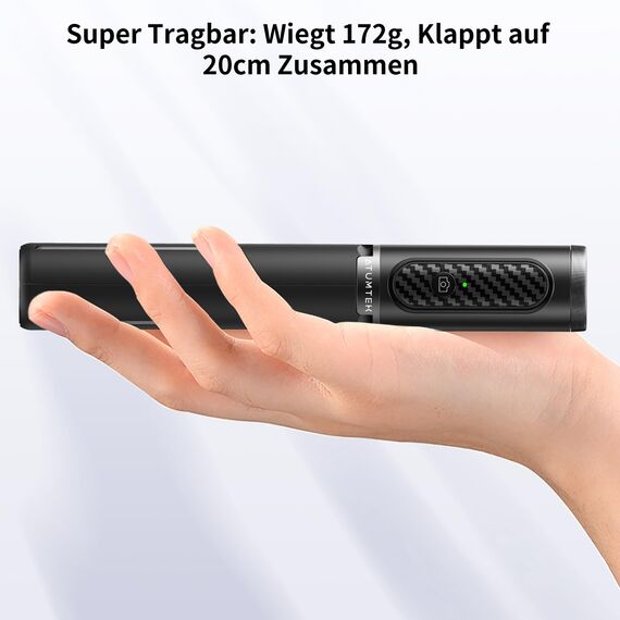 ATUMTEK Selfie Stick Stativ, 3-in-1 Ausziehbares Aluminium Handy Stativ mit kabelloser Bluetooth-Fernbedienung, Kompatibel mit iPhone 17/16/15/14/13/12 mini/11 Pro und Samsung Smartphones, Schwarz