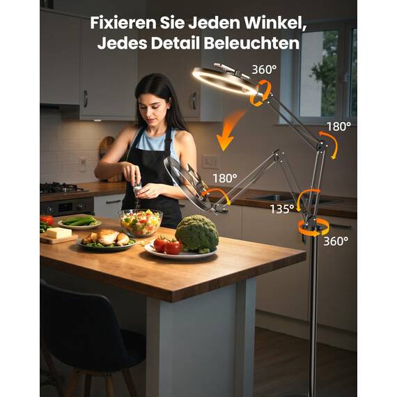 Evershop 10” LED Ringlicht mit Overhead Stativ, 70,8” Flexibler Höhe & 360° Lichtring, Handy Stativ mit Fernbedienung, CRI>95, Blitzgeräte für Tiktok & YouTube, Ringleuchte für Content-Erstellung