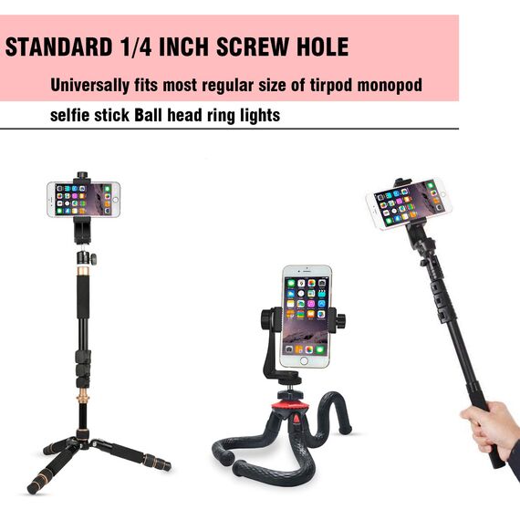 Lammcou Stativhandyhalterung Handy Stativ Adapter Zubehör für Stativ Selfie Stick Einbeinstativ, vertikale und horizontale Handy-Halter Tripod Smartphone Clip Mount
