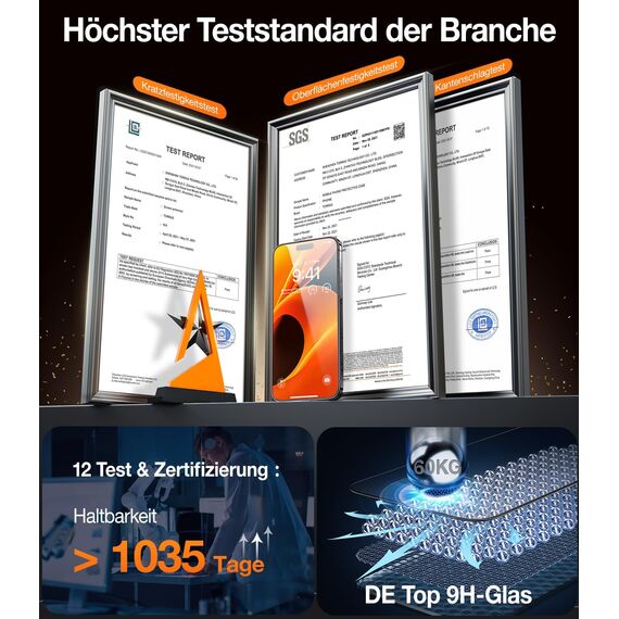 TORRAS Präzise für iPhone 14 Pro Max für Panzerglas [Full Screen & Nr.1 Stoßfest] Exklusive Schutzfolie für iPhone 14 Pro Max Folie 9H+ glas, Auto Montage, Kompatibel mit Hülle, 2 Stück