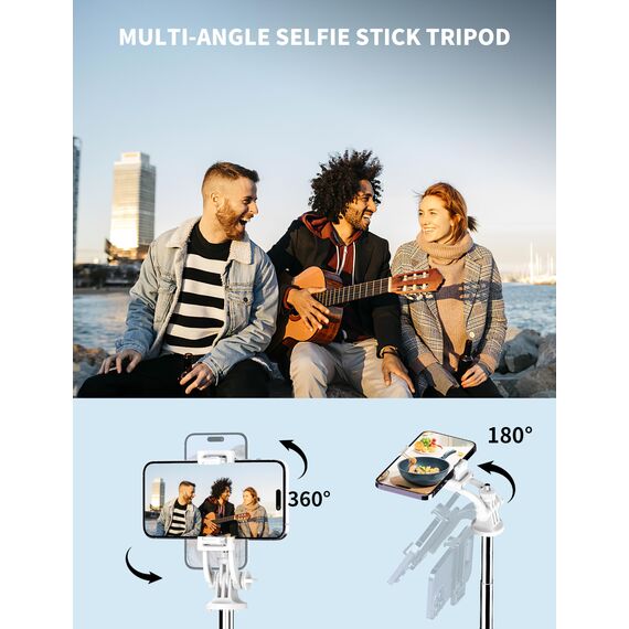 180CM Selfie Stick Stativ, Erweiterbarer All-in-1 Handy Stativ mit Kabelloser Fernbedienung, 360° Rotation Handyhalter Kompatibel mit Gopro, iPhone 15 14 13 12, Samsung, Xiaomi, Huawei (Packung mit 2)