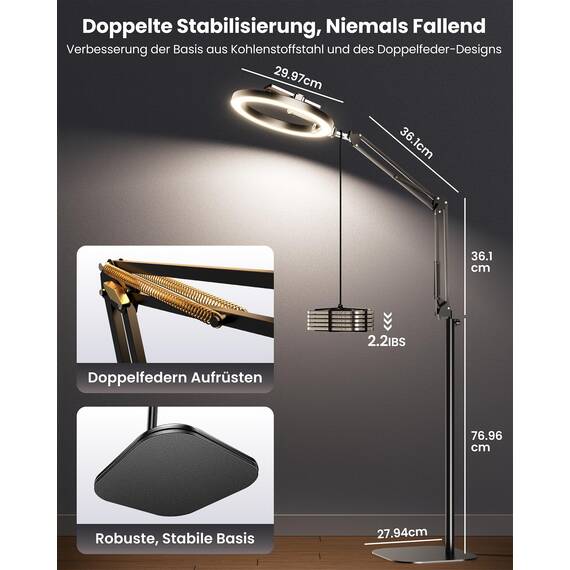 Evershop 10” LED Ringlicht mit Overhead Stativ, 70,8” Flexibler Höhe & 360° Lichtring, Handy Stativ mit Fernbedienung, CRI>95, Blitzgeräte für Tiktok & YouTube, Ringleuchte für Content-Erstellung