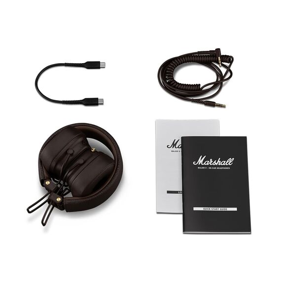 Marshall Major V Bluetooth Kopfhörer, 100 Stunden Spielzeit – Braun