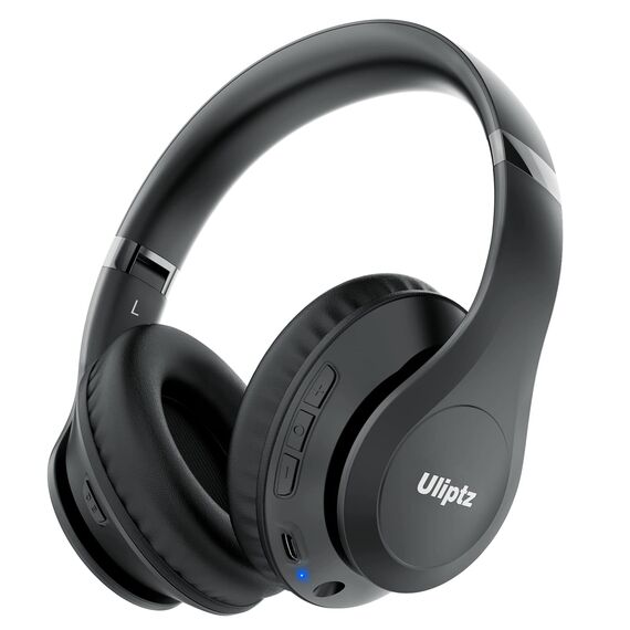 Uliptz Bluetooth Kopfhörer Over Ear, 65 Stunden Spielzeit Kopfhörer Kabellos mit 6 EQ-Modi, HiFi-Stereo Faltbares Bluetooth 6.0 Wireless Headphones für Reisen/Büro/Handy/PC (Schwarz)