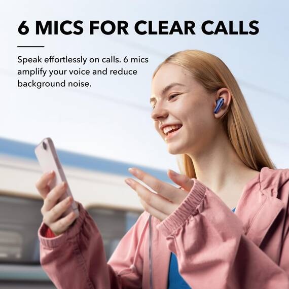 soundcore by Anker Liberty 4 NC Bluetooth-Kopfhörer mit Geräuschunterdrückung, 98,5% Noise Cancelling, Adaptive Geräuschunterdrückung für Ohren und Umgebung, Hi-Res Sound, 50H Wiedergabe (Blau)