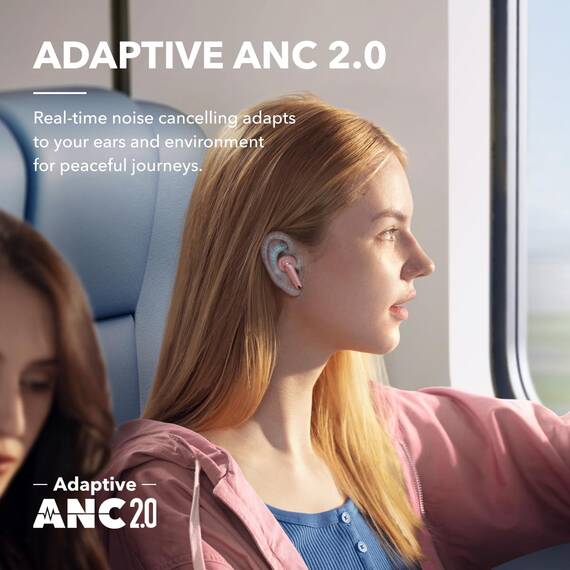 soundcore by Anker Liberty 4 NC Kabellose Earbuds mit Geräuschunterdrückung, 98,5% Noise Cancelling, Adaptive Geräuschunterdrückung für Ohren und Umgebung, Hi-Res Sound, 50H Wiedergabe (Rosa)